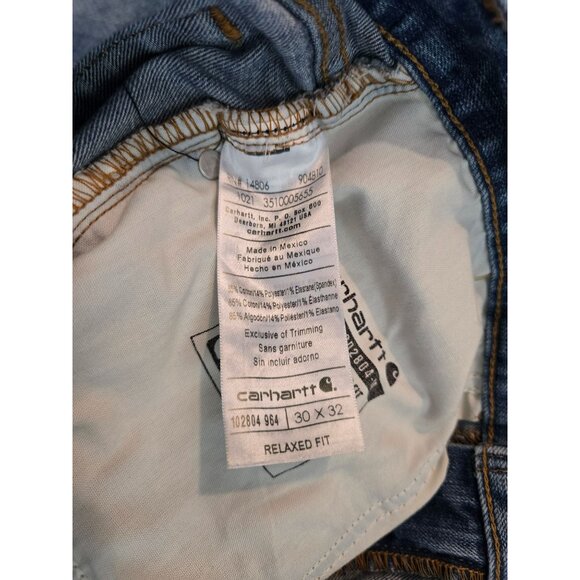 Carhartt Mens Relaxed Fit Jeans 30x32 Blue Denim western Workwear - Picture 10 of 12